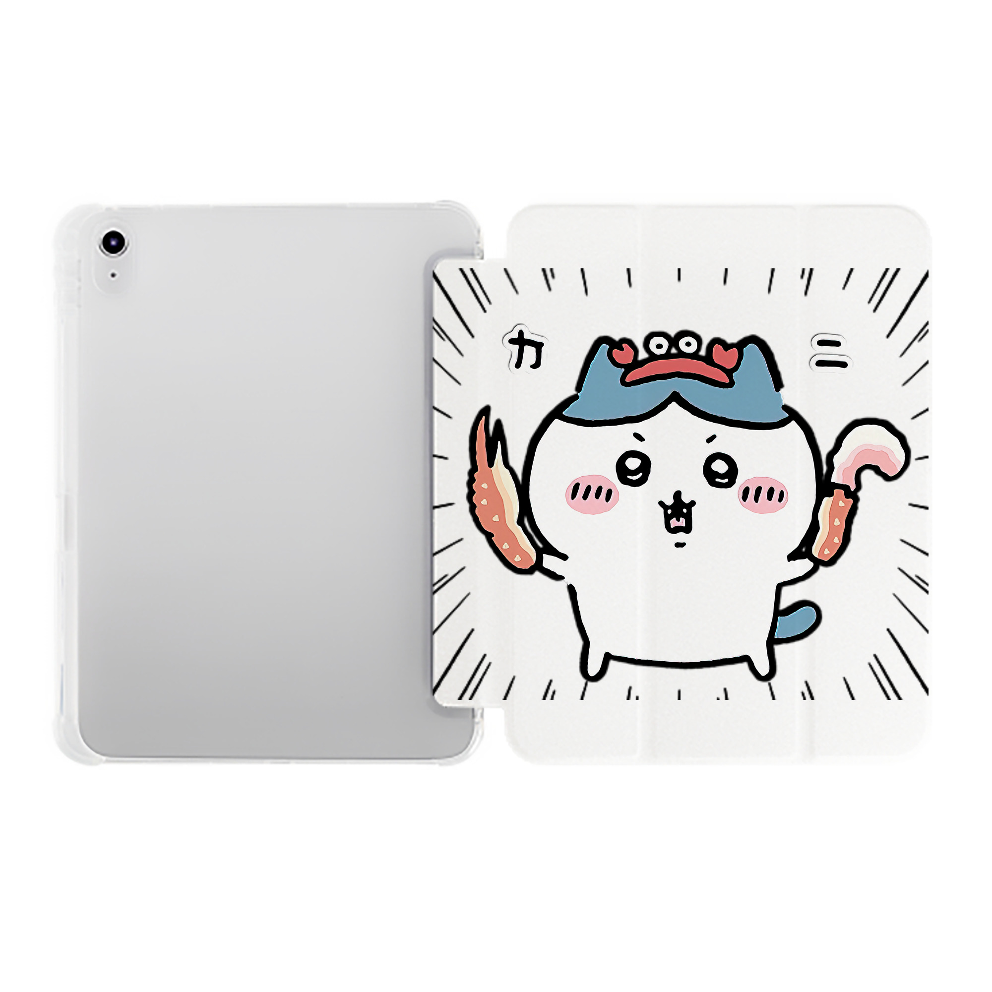 （画像用） ちいかわ ハチワレ Chii-kawa hachiware IPad ケース ペン収納付き 三つ折りスタンド PUレザー×シリコン 対応機種9.5/10.5/10.9インチ